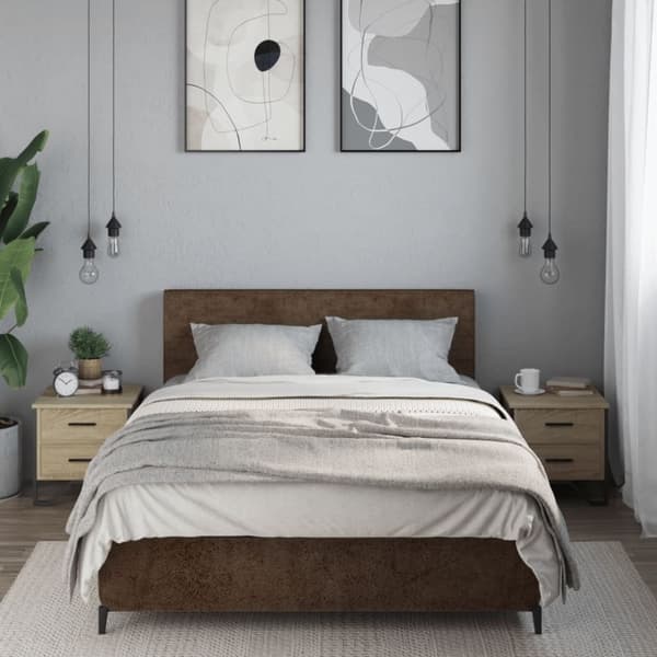 vidaXL sengeborde 2 stk. 40x41x40 cm konstrueret træ sonoma-eg