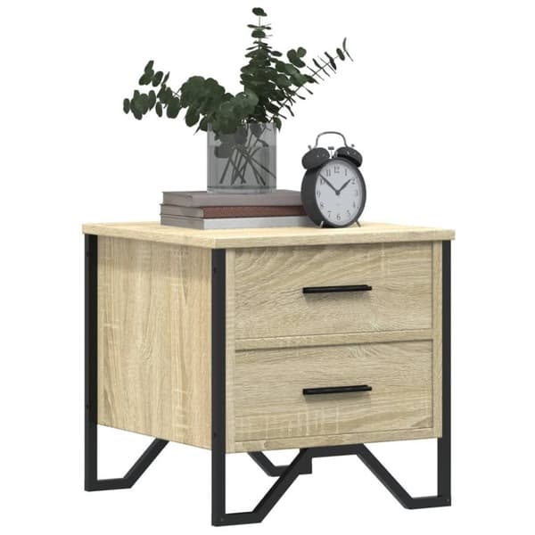 vidaXL sengeborde 2 stk. 40x41x40 cm konstrueret træ sonoma-eg