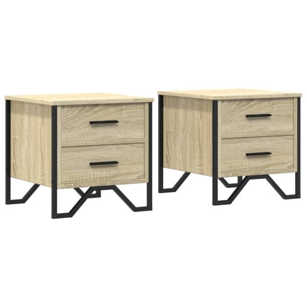 vidaXL sengeborde 2 stk. 40x41x40 cm konstrueret træ sonoma-eg