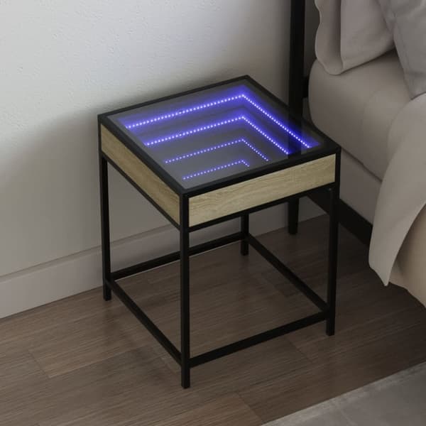 vidaXL sengebord med Infinity LED-lys 40x40x51 cm sonoma-eg