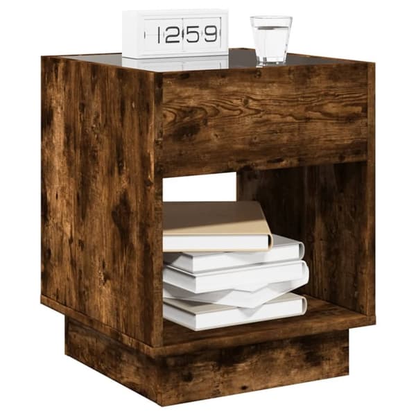 vidaXL sengebord med Infinity LED-lys 40x40x50 cm røget egetræsfarve