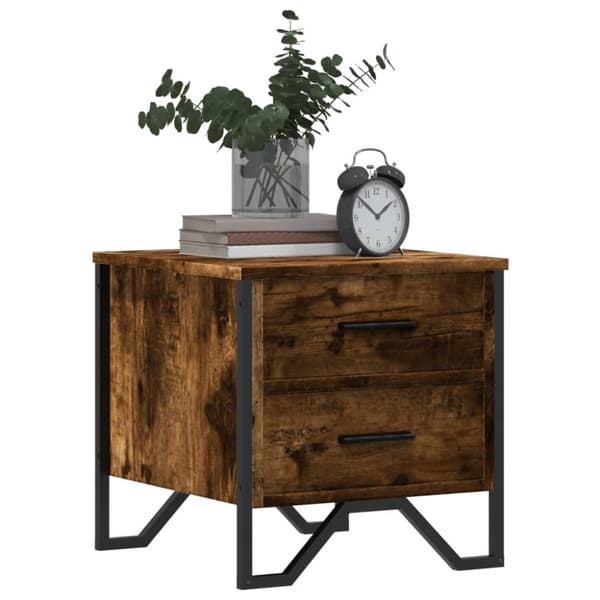 vidaXL sengebord 40x41x40 cm konstrueret træ røget egetræsfarve