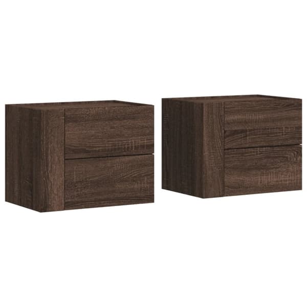 vidaXL Väggmonterade sängbord 2 st brun ek 45x30x35 cm