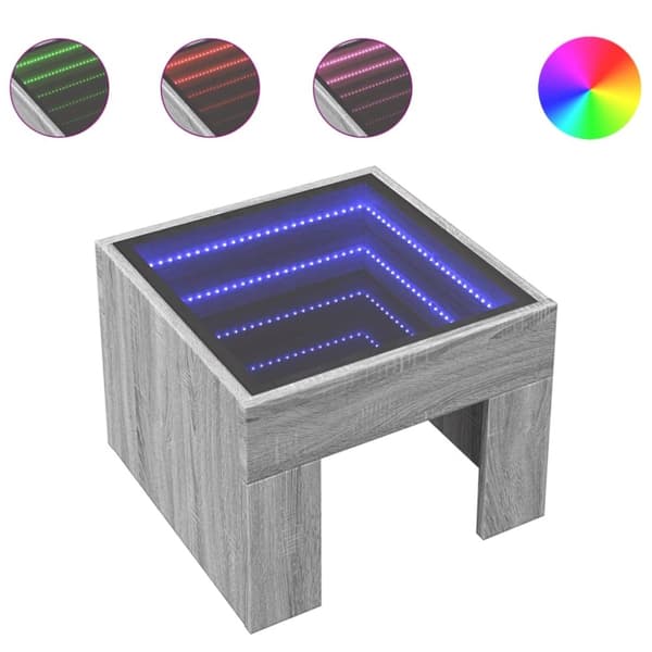 vidaXL sohvapöytä Infinity LED-valoilla harmaa Sonoma 40x40x30 cm
