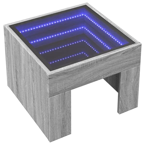 vidaXL sohvapöytä Infinity LED-valoilla harmaa Sonoma 40x40x30 cm