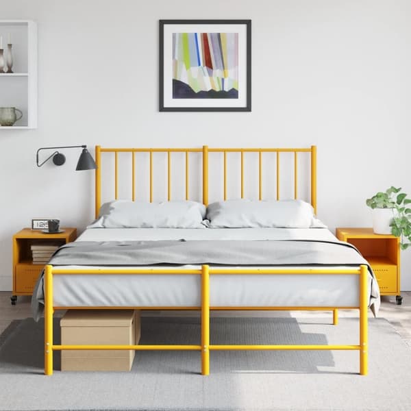 vidaXL sengeborde 2 stk. 36x39x43,5 cm stål sennepsgul