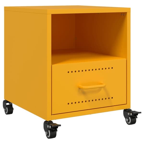vidaXL sengeborde 2 stk. 36x39x43,5 cm stål sennepsgul