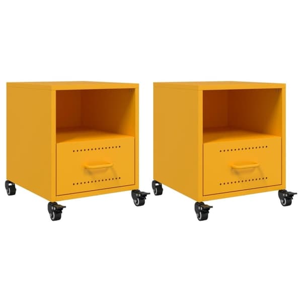 vidaXL sengeborde 2 stk. 36x39x43,5 cm stål sennepsgul