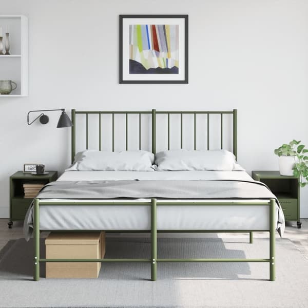 vidaXL sengeborde 2 stk. 36x39x43,5 cm stål olivengrøn