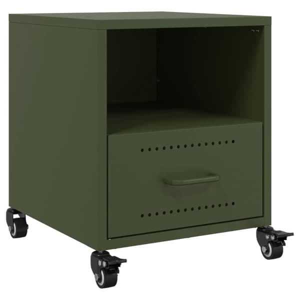 vidaXL sengeborde 2 stk. 36x39x43,5 cm stål olivengrøn