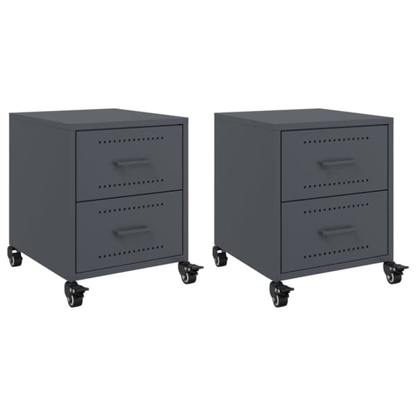 vidaXL sengeborde 2 stk. 36x39x43,5 cm stål antracitgrå
