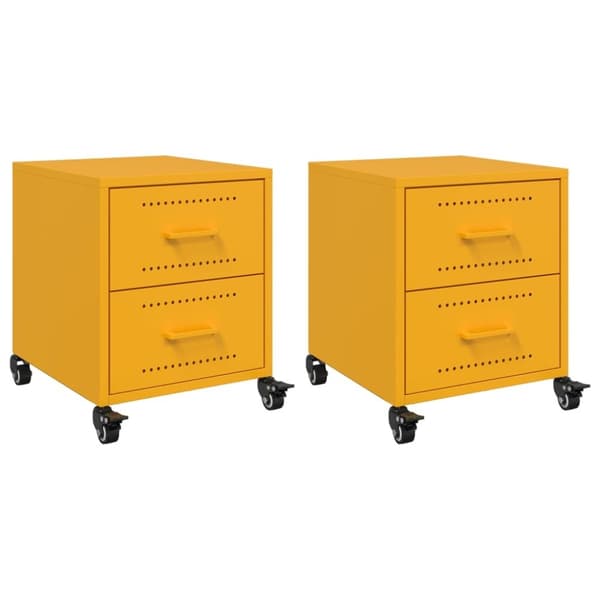 vidaXL sengeborde 2 stk. 36x39x43,5 cm stål sennepsgul