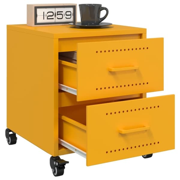 vidaXL sengeborde 2 stk. 36x39x43,5 cm stål sennepsgul