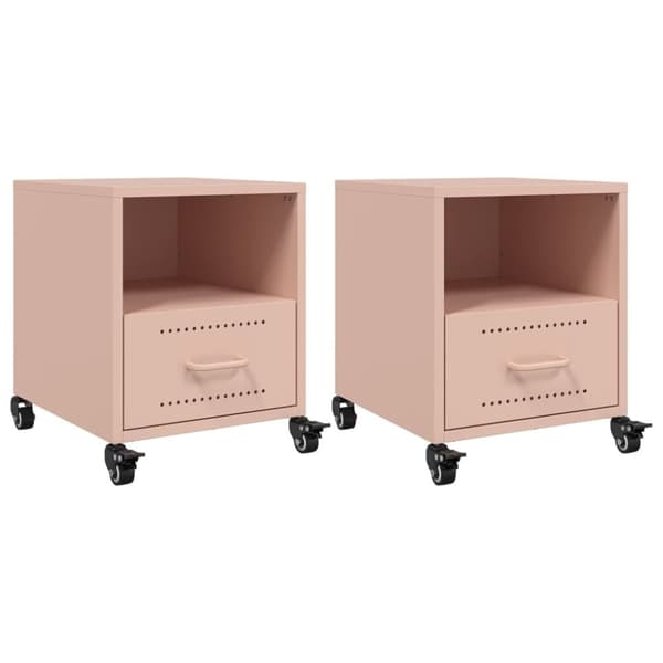 vidaXL Nattbord 2 stk rosa 36x39x43,5 cm stål