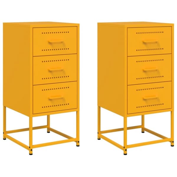 vidaXL sengeborde 2 stk. 36x39x78 cm stål sennepsgul