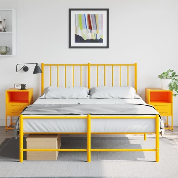 vidaXL sengeborde 2 stk. 36x39x60,5 cm stål sennepsgul