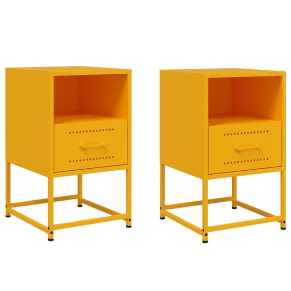 vidaXL sengeborde 2 stk. 36x39x60,5 cm stål sennepsgul
