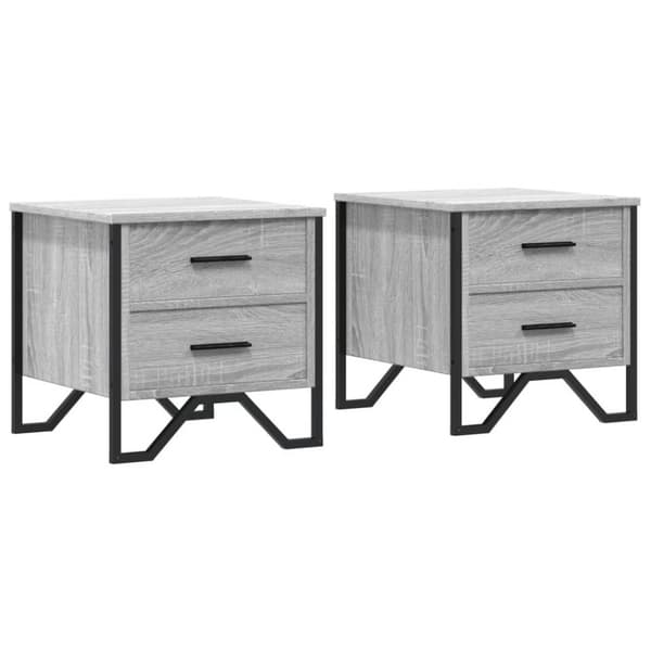 vidaXL sengeborde 2 stk. 40x41x40 cm konstrueret træ grå sonoma-eg
