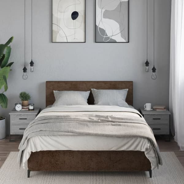 vidaXL sengeborde 2 stk. 40x41x40 cm konstrueret træ grå sonoma-eg