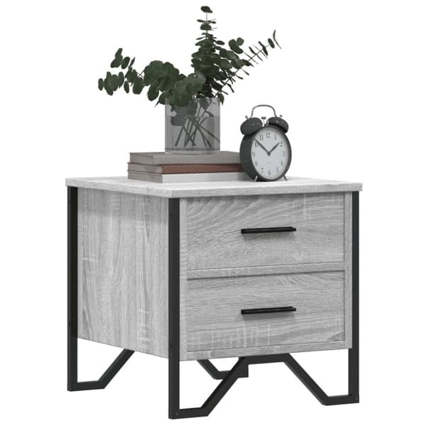 vidaXL sengeborde 2 stk. 40x41x40 cm konstrueret træ grå sonoma-eg