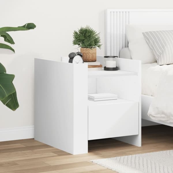 vidaXL sengebord 45x50x50 cm konstrueret træ hvid