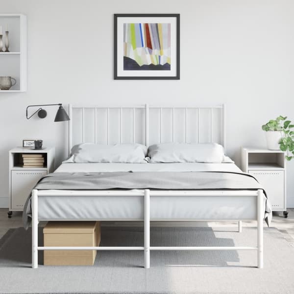 vidaXL sengeborde 2 stk. 36x39x59 cm stål hvid