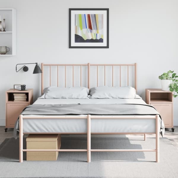 vidaXL sengeborde 2 stk. 36x39x59 cm stål lyserød