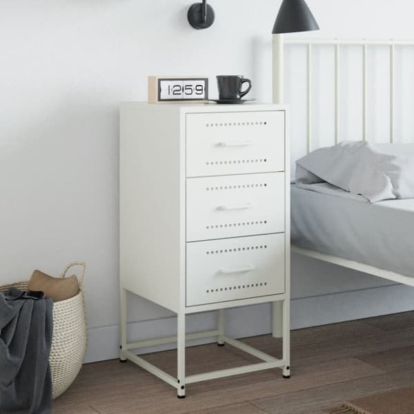 vidaXL sengebord 36x39x78 cm stål hvid