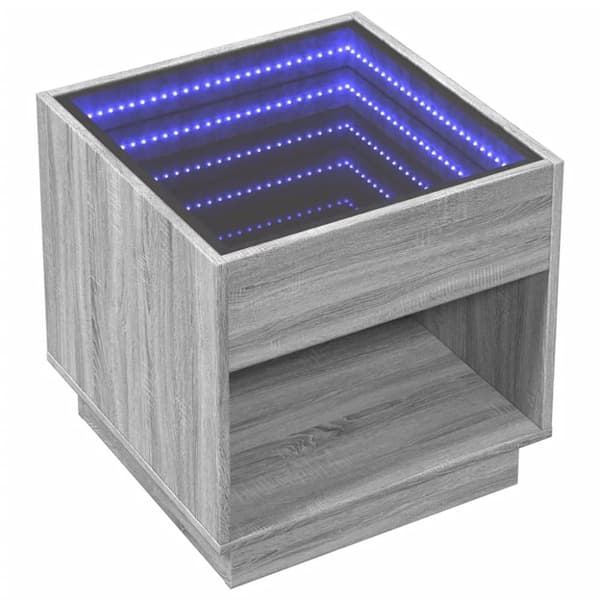 vidaXL Salongbord med Infinity LED grå sonoma 50x50x50 cm