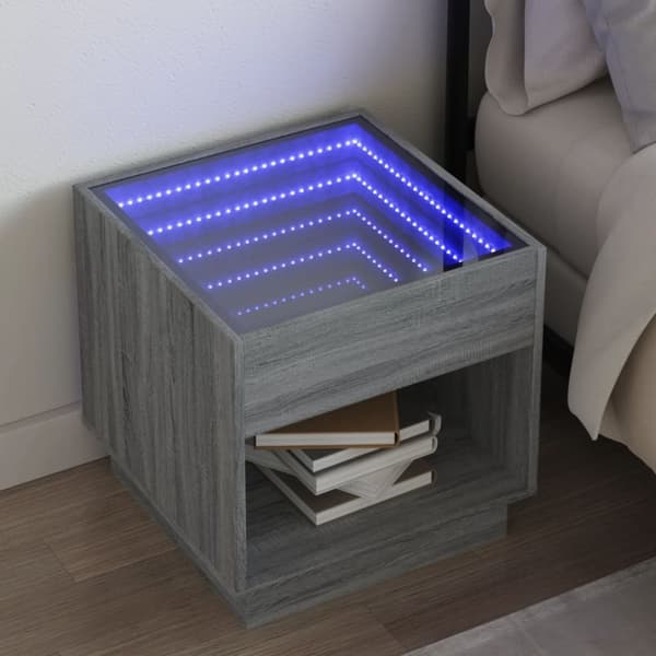 vidaXL Salongbord med Infinity LED grå sonoma 50x50x50 cm
