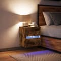 Miniatyrbillede 4 af 11: vidaXL væghængt sengebord med LED-lys røget egetræsfarve