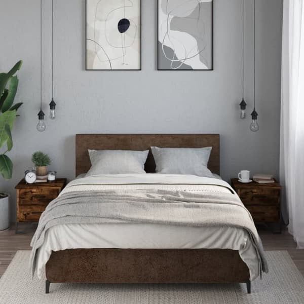 vidaXL Sängbord 2 st rökfärgad ek 40x41x40 cm konstruerat trä