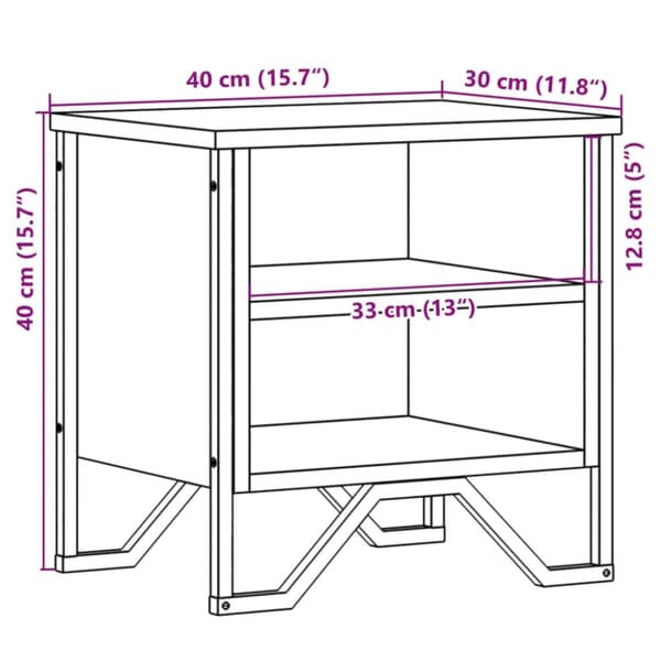 vidaXL sengebord 40x30x40 cm konstrueret træ grå sonoma-eg