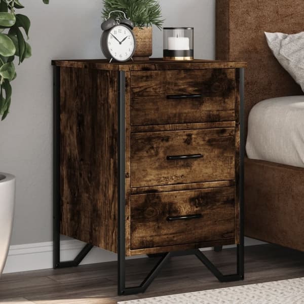vidaXL sengebord 40x41x60 cm konstrueret træ røget egetræsfarve