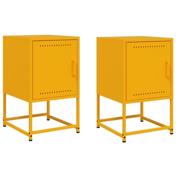 vidaXL sengeborde 2 stk. 36x39x60,5 cm stål sennepsgul