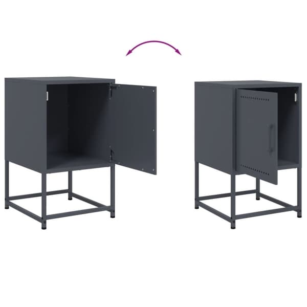 vidaXL Nattbord 2 stk antrasitt 36x39x60,5 cm stål