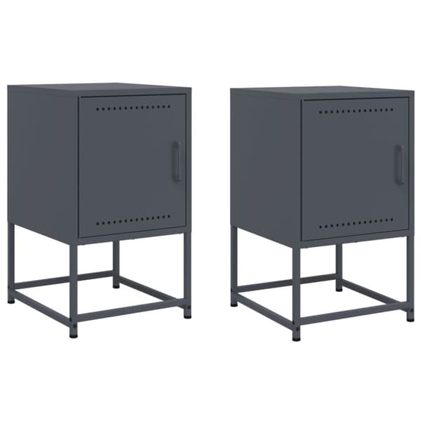 vidaXL Nattbord 2 stk antrasitt 36x39x60,5 cm stål