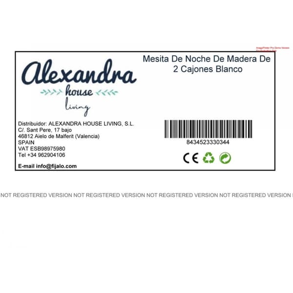 Nattduksbord Alexandra House Living Vit 31 x 71 x 38 cm