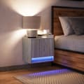 Miniatyrbillede 6 af 11: vidaXL væghængt sengebord med LED-lys grå sonoma-eg