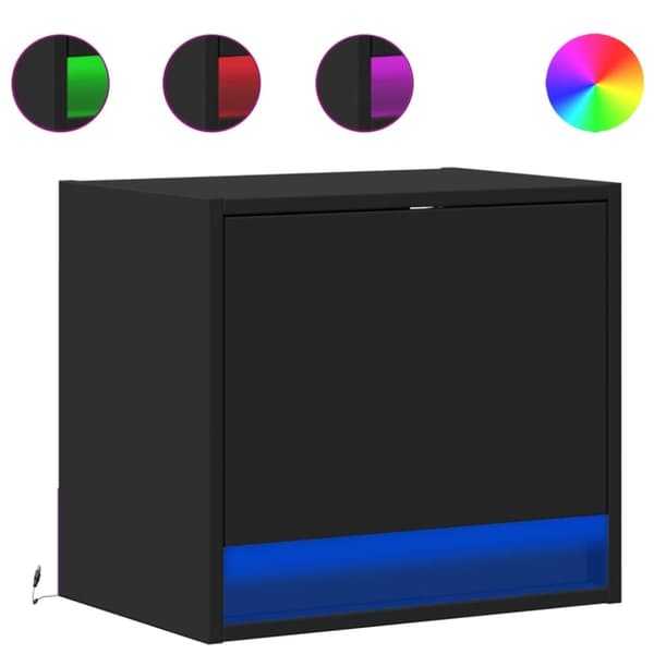 vidaXL Väggmonterade sängbord med LED-lampor 2 st svart