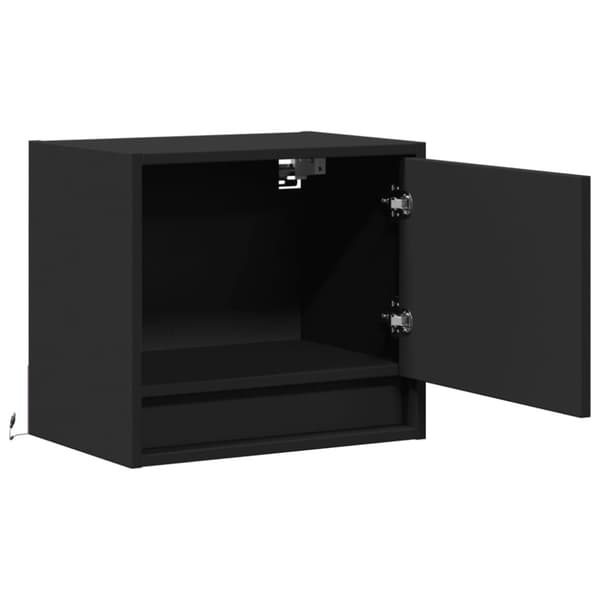 vidaXL Väggmonterade sängbord med LED-lampor 2 st svart