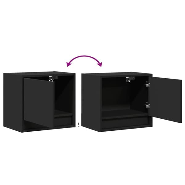 vidaXL Väggmonterade sängbord med LED-lampor 2 st svart