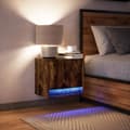 Miniatyrbilde 6 av 11: vidaXL Vegghengt nattbord med LED-lys røkt eik