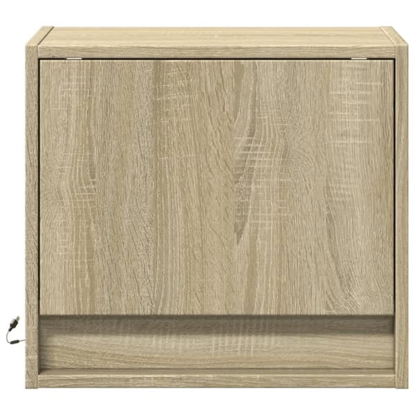 vidaXL Vegghengte nattbord med LED-lys 2 stk sonoma eik