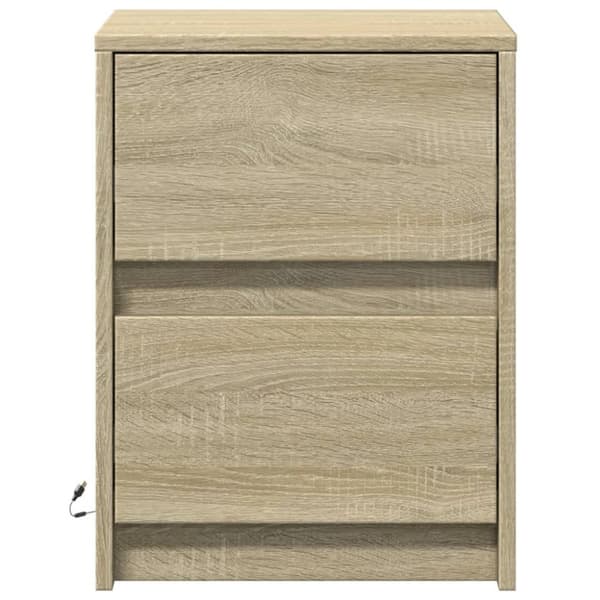 vidaXL Yöpöytä LED-valoilla 2 kpl Sonoma-tammi tekninen puu