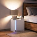 Miniatyrbillede 6 af 11: vidaXL sengebord med LED-lys konstrueret træ hvid