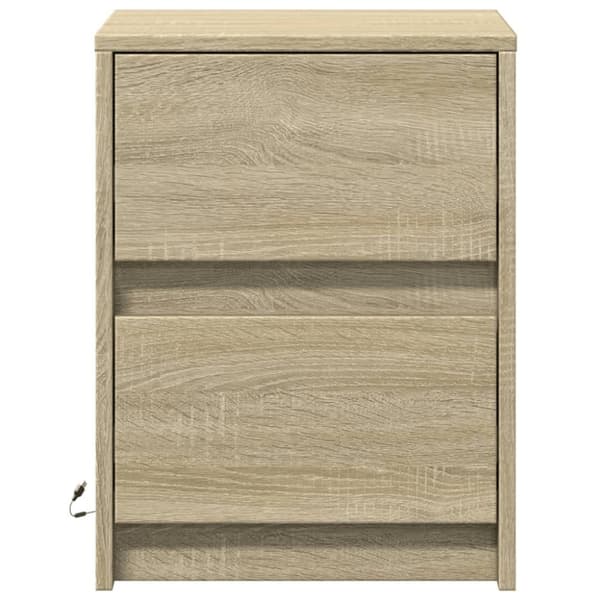 vidaXL Yöpöytä LED-valoilla Sonoma-tammi tekninen puu