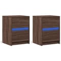 Miniatyrbillede 4 af 11: vidaXL sengeborde 2 stk. med LED-lys konstrueret træ brun egetræsfarve