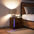 Miniatyrbillede 6 af 11: vidaXL sengebord med LED-lys konstrueret træ røget egetræsfarve