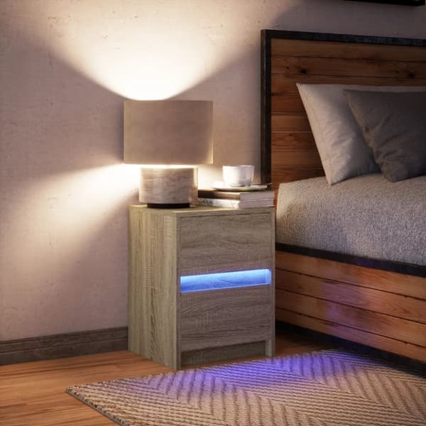vidaXL Nattbord med LED sonoma eik konstruert tre